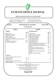 patents office journal irish patents