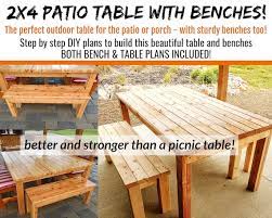2 X4 Patio Table Bench Plans Both