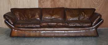 Mid Century Modern Brown Leather Sofa