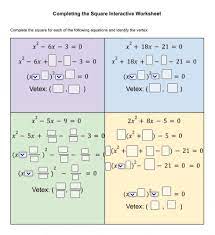 Completing The Square Worksheets