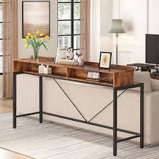 Rustic Brown Console Table W Storage