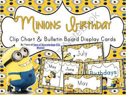 Minion Birthday Bulletin Board Clip Chart Display Cards
