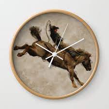Bucking Bronco Cowboy Wall Clock