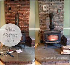 White Wash Brick Wood Stove Hearth