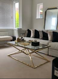 Modern Gold Coffee Rectangle Table In