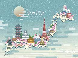 Lovely Japan travel map Stock Vector ...