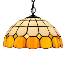 Tiffany Style Ceiling Light With 12 W Dome Glass Shade In White Yellow Beautifulhalo Com