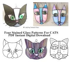 cats pattern for stained glass