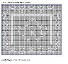 Teapot Customized Initialed Filet Crochet Doily Pattern 2014