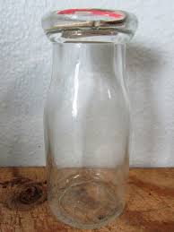 Vintage Antique Glass Milk Bottle Small