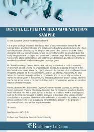 recommendation for dentist writing