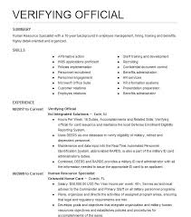 verifying official resume sle