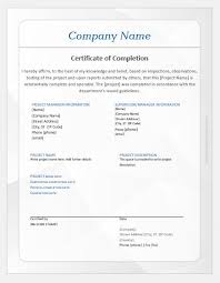 Project Completion Certificate Template Under Fontanacountryinn Com