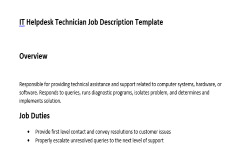 This help desk manager job description template can help you identify your ideal candidates to manage your company's technical support team. It Helpdesk Technician Job Description Expiration Reminder