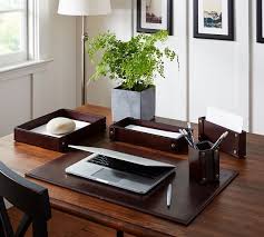 The desks are normally made from hardwood. Saddle Chocolate Leather Desk Accessories Collection Leather Desk Accessories Desk Accessories Leather Desk