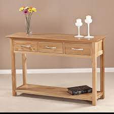 Devon Oak 3 Drawer Console Table With