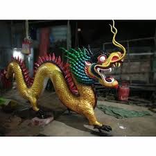 Golden Frp Large Dragon Statues