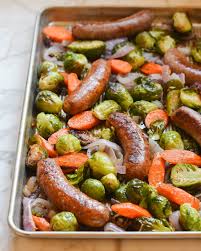 sheet pan sausage and vegetables once