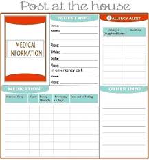 Medical Alert Card Template Printable Emergency Home Management