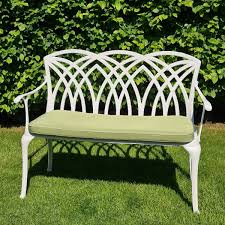 seater metal garden bench seat in white