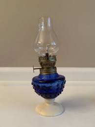 Vintage Small Cobalt Blue Hobnail Oil