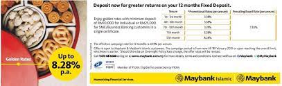 Fixed deposit interest rates are generally low unless a bank decides to offer a promotional rate. Maybank Offer Fd Rate Of 8 28
