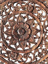 Large Round Wood Carved Fl Wall Art