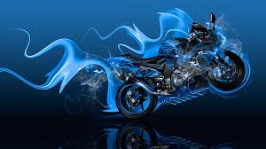 blue fire fire motorcycle hd wallpaper