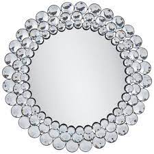 round rhinestone metal wall mirror