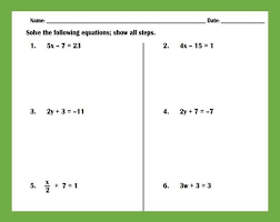 Algebra Worksheets Two Step Equations