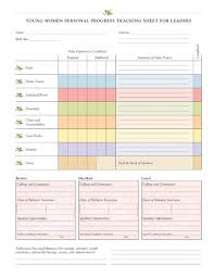 Young Women Personal Progress Tracking Sheet United States