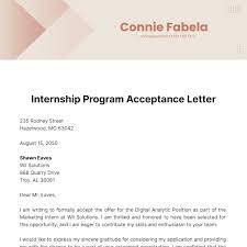 internship program acceptance letter