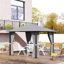 Grey Metal Square Semi Permanent Gazebo