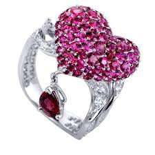 Dior Cupidon 18k White Gold Diamonds Rubies And Red Spinel Arrow And Heart Ring
