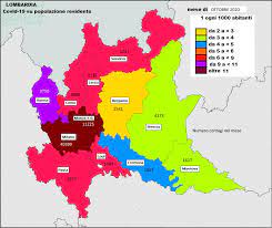 Ecco la mappa del contagio a ottobre in Lombardia: Mantova fra le province meno colpite. Fanno meglio Bergamo e Brescia - Mantovauno.it