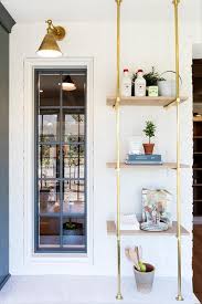 Brass Piping And Wood Outdoor Shelves
