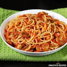 mushroom spaghetti recipe swasthi s