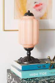 Eloise Fluted Pink Glass Bronze Table Lamp