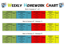Weekly Homework Chart Music City School Counselor