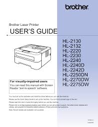 Make use of available links in order to select an appropriate driver, click on those links to drivers are the property and the responsibility of their respective manufacturers, and may also be available for free directly from manufacturers' websites. Brother Hl 2270dw User Manual 150 Pages Also For Hl 2275dw Hl 2220 Hl 2240d Hl 2230 Hl 2240 Hl 2130 Hl 2132 Hl 2242d Hl 2250dn