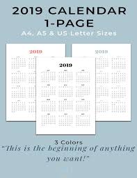 2019 Calendar Printable Wall Calendar 2019 Year At A Glance