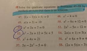 Solved Solve The Quadratic Equations In