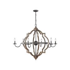 Sea Gull Lighting Socorro 40 In W 6 Light Weathered Gray And Distressed Oak Chandelier With Led Bulbs Chandelier Lighting Candle Chandelier Chandelier