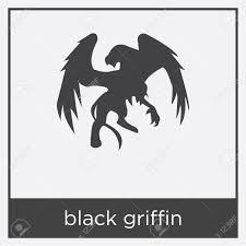 Black Griffin Icon Isolated On White Background With Black Border