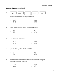 Contoh kertas peperiksaan bahasa ma. Soalan Matematik Tahun 3