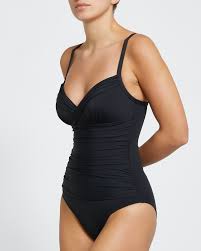 black tummy control cupped swimsuit