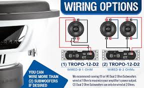 How to wire two dual 2 ohm subwoofers to a 2 ohm final impedance | car audio 101. Amazon Com Ct Sounds Tropo 12 D2 1300 Watts Max 12 Inch Car Subwoofer Dual 2 Ohm Electronics