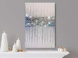 Silver Glam Glass Glitter Wall Art