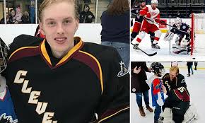 Kivlenieks died after he was struck in the chest by a fireworks mortar shell on july 4. Blue Jackets Matiss Kivlenieks 24 Dies In July 4 Fireworks Mishap Daily Mail Online