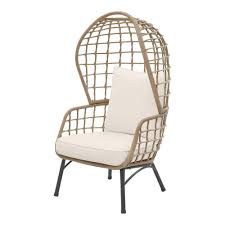 melrose park blonde open weave wicker outdoor patio chair with cushionguard almond biscotti cushions